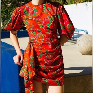 RHODE Red Floral Mini Dress